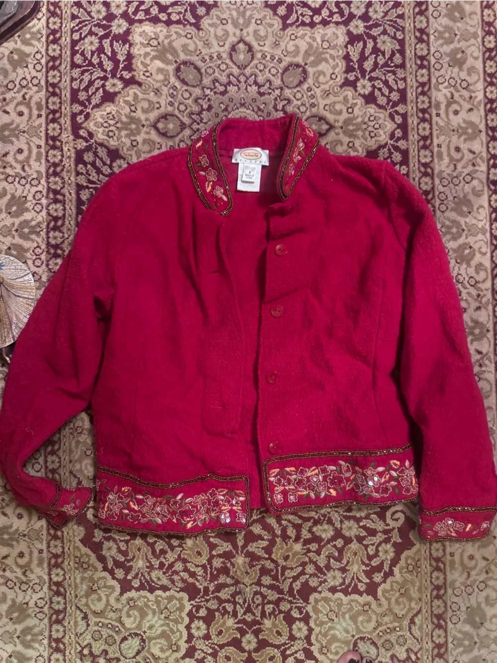 Talbots Red Embroidered Wool Jacket